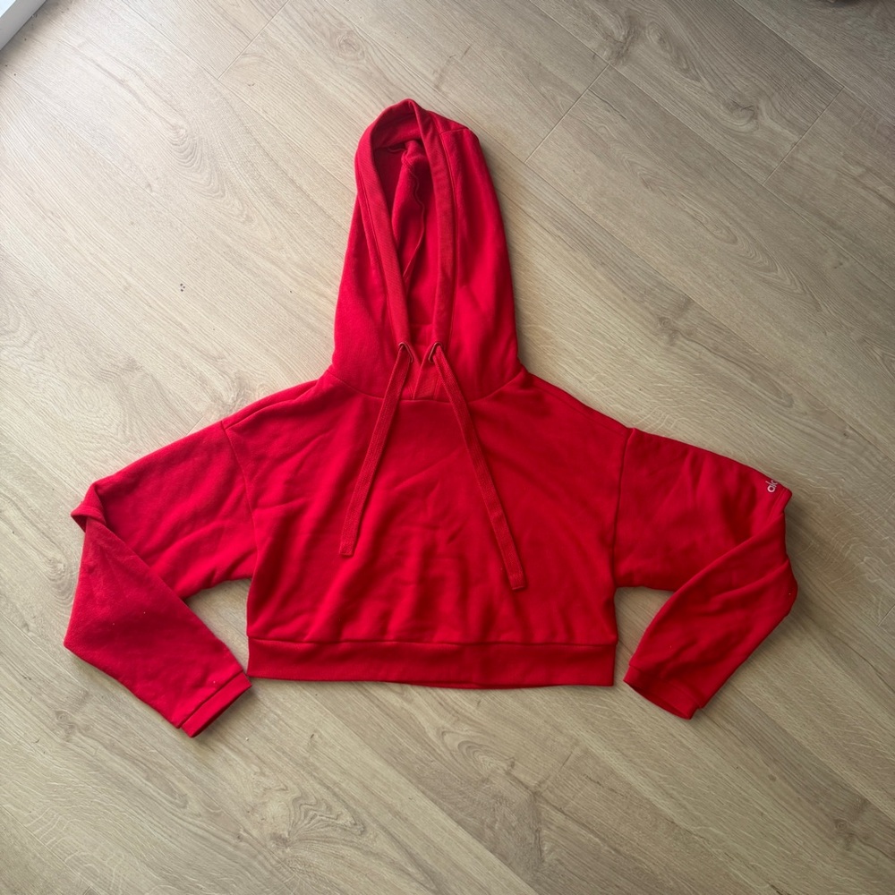 ALO Yoga Womens Scarlet Red Enternal Cropped Hoodie Sz M